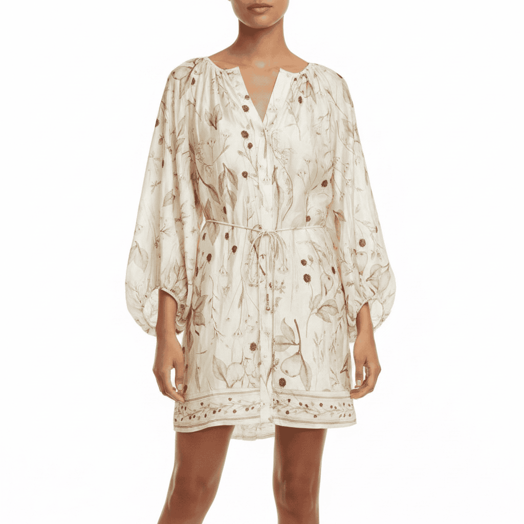 Vestido H&M Floral con Mangas Globo - L