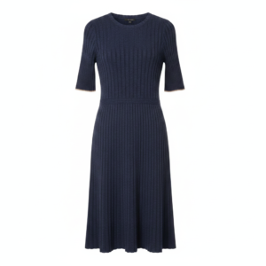 Vestido Ann Taylor de Punto Acanalado Azul Marino - M