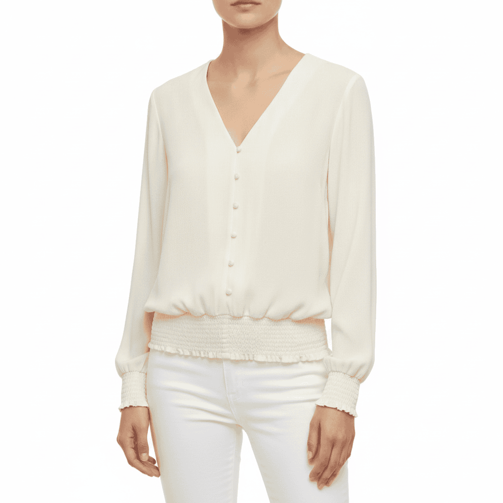 Blusa Michael Kors Bone con Cintura Smock - L