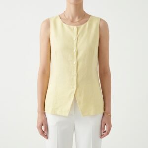 Blusa Rachel Zoe 100% Lino Amarilla con Amarre Posterior - L
