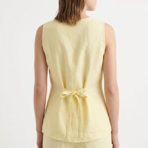 Blusa Rachel Zoe 100% Lino Amarilla con Amarre Posterior - L