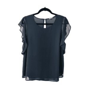 Blusa Cacharel Azul Marino con Bobos y Encaje - S