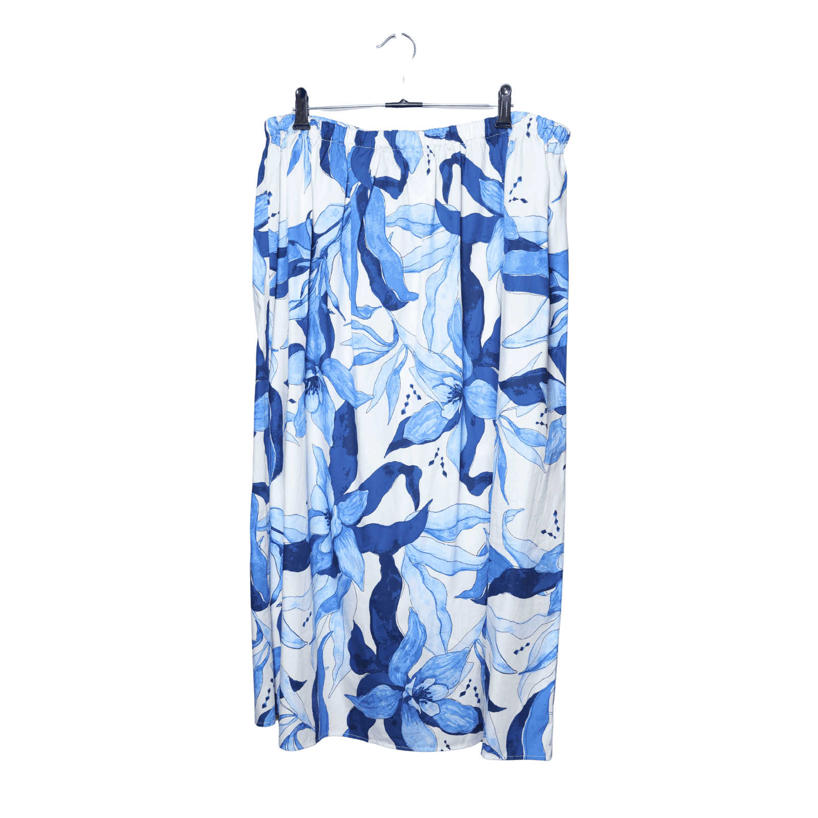 Falda H&M Midi con Estampado Floral Azul y Blanco - L - Imagen 3