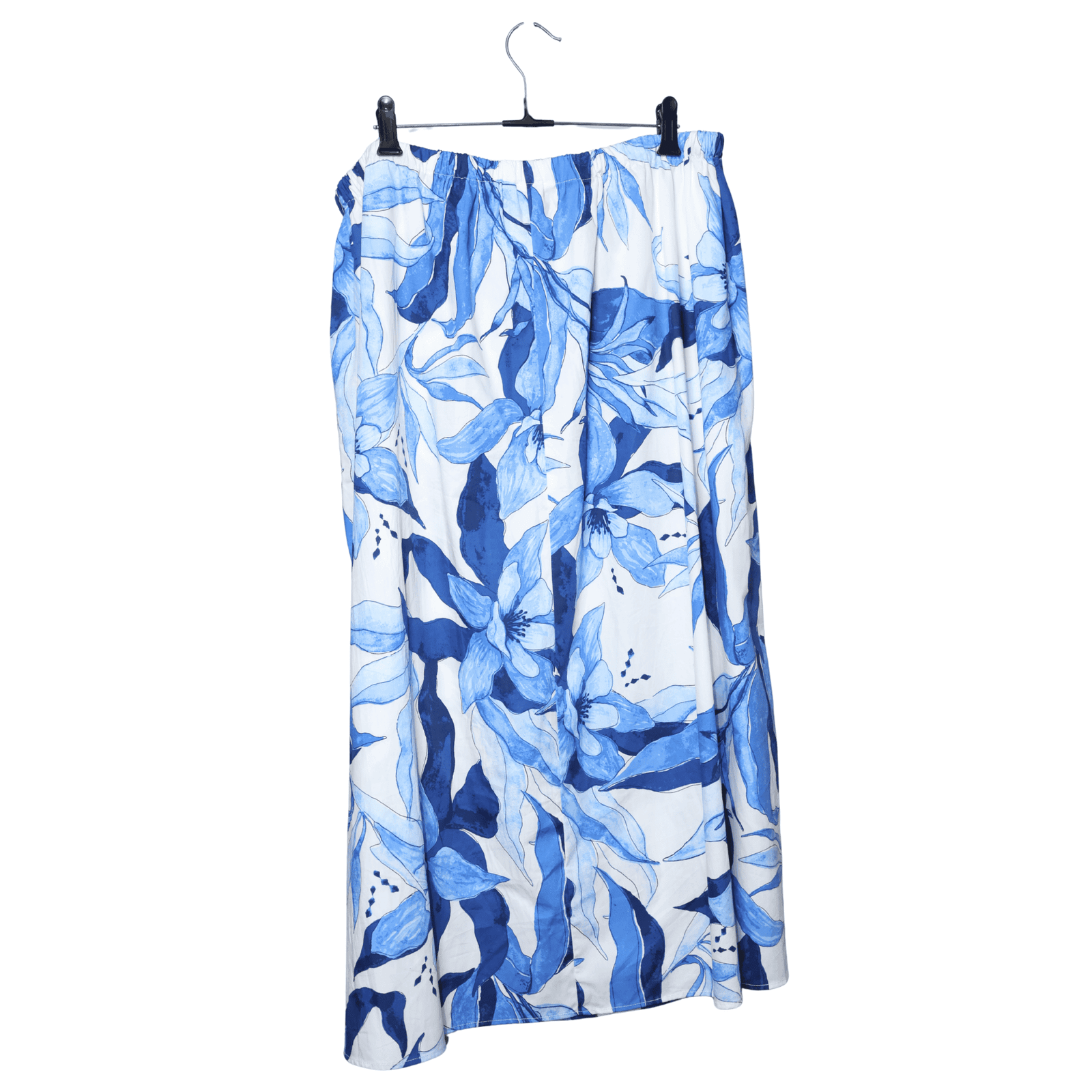 Falda H&M Midi con Estampado Floral Azul y Blanco - L - Imagen 4