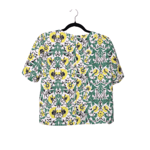 Zara Blusa Floral Verde y Amarilla Estilo Barroco - M