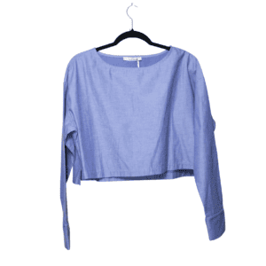 Blusa Cropped Azul Manga Larga - M
