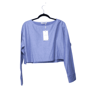 Blusa Cropped Azul Manga Larga - M