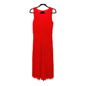 Vestido Cortefiel Largo Rojo Plisado Elegante - S