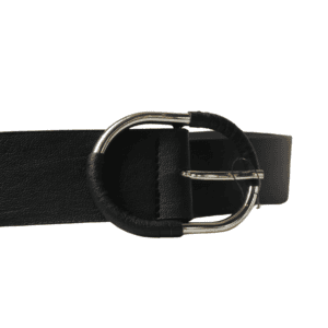 Correa Zara Negro de Efecto Cuero con Hebilla Plateada - 115
