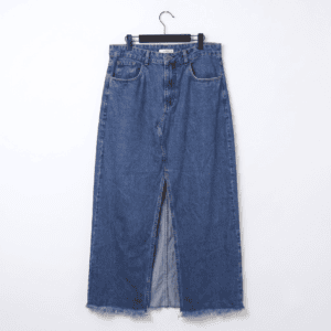 Falda Larga Denim Azul con Abertura Frontal - 32