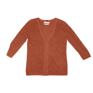 Chompa Mango de Lino Terracota con Cuello V - S