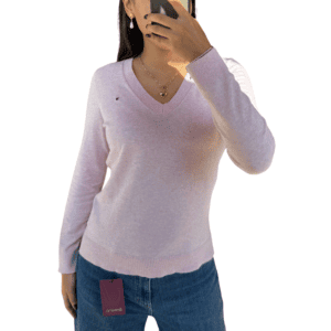 Chompa Tommy Hilfiger Rosada de Algodón Cuello V - S