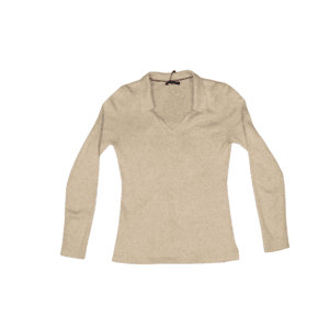 Tommy Hilfiger Chompa Beige de Algodón con Cuello Polo - S