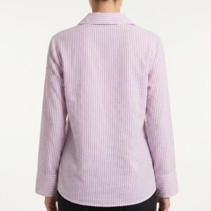 Blusa H&M Oversized de Lino y Algodón a Rayas Lilas - XS