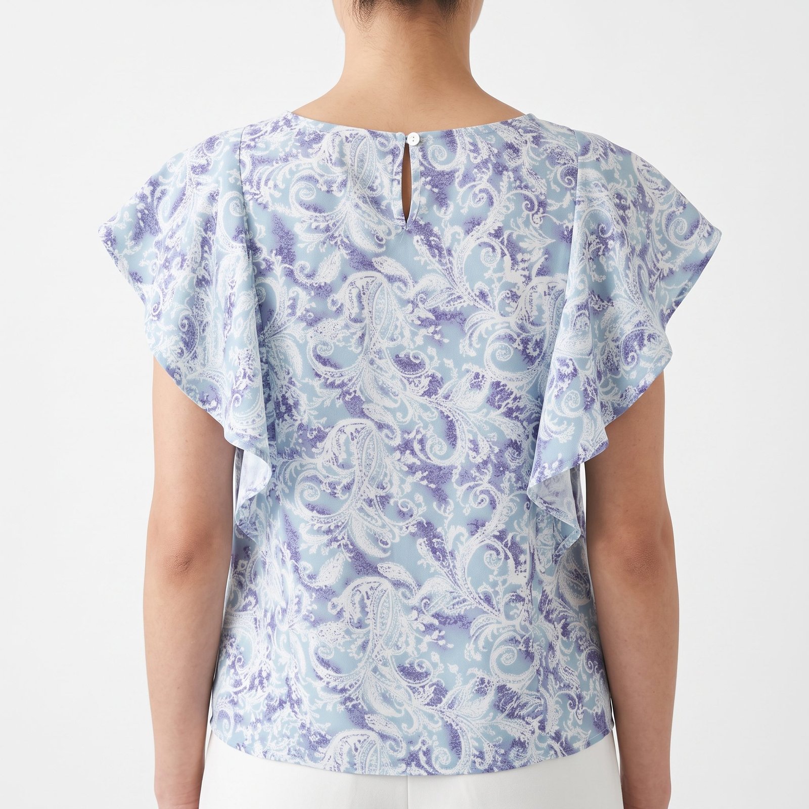 Blusa Milk Blues Paisley celeste estampado con vuelos - XS - Imagen 2