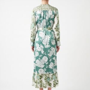 Vestido Maxi Michelle Belau Verde Floral Cruzado - M