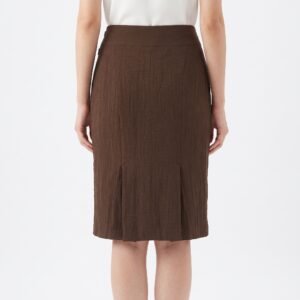 Falda Michèlle Belau Marrón Texturizada Estilo Oficina - 6 (M)