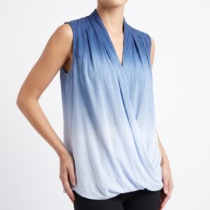 Blusa DKNY Jeans Azul con Efecto Drapeado - M