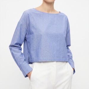 Blusa Tanden Cropped Azul Manga Larga - M