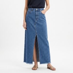 Falda Larga Infinite Denim Azul con Abertura Frontal - 32