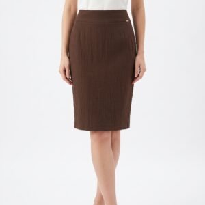 Falda Michèlle Belau Marrón Texturizada Estilo Oficina - 6 (M)