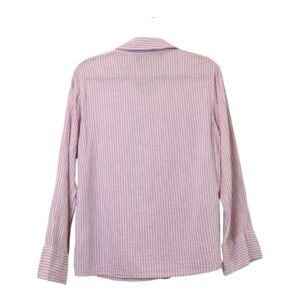 Blusa H&M Oversized de Lino y Algodón a Rayas Lilas - XS