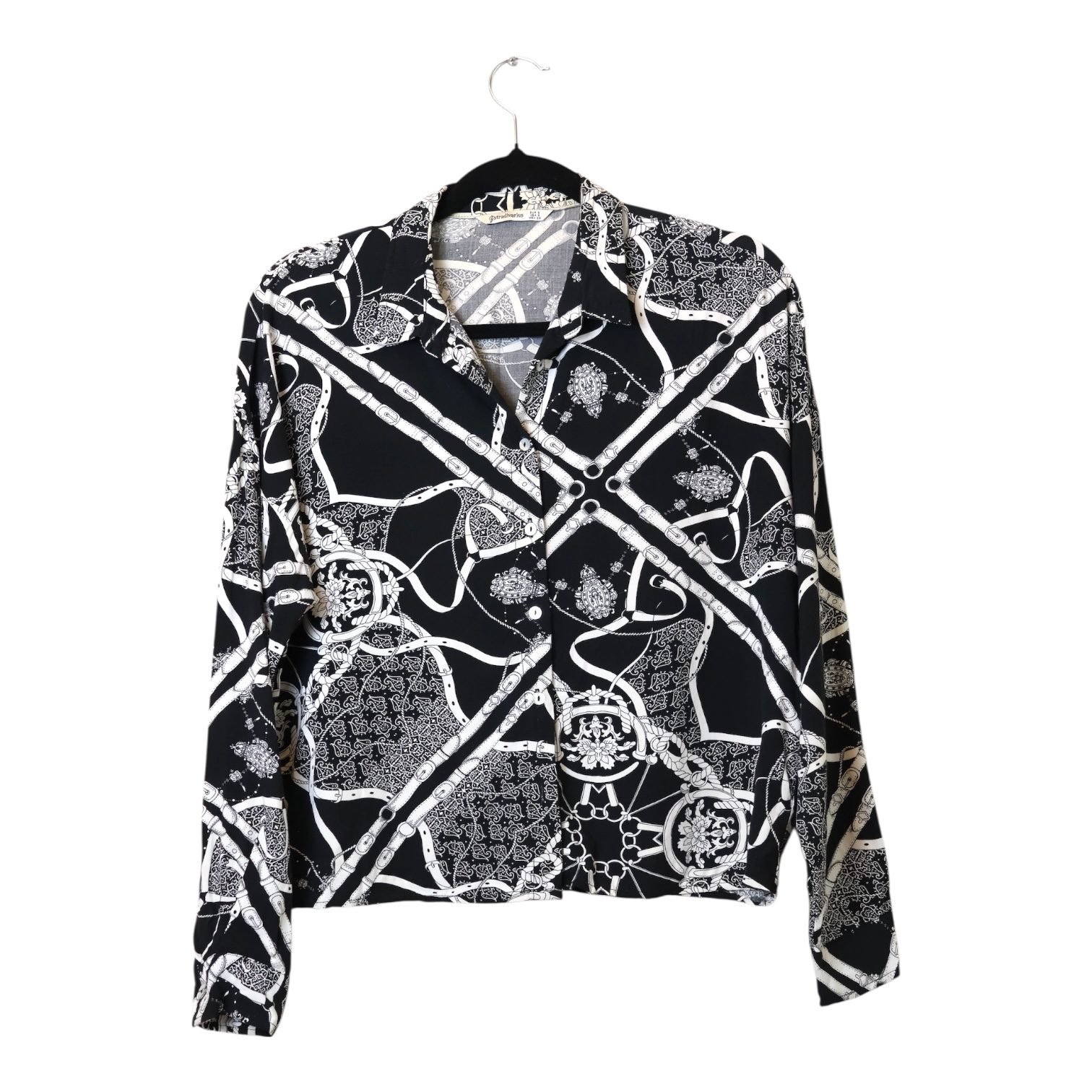 Blusa Stradivarius Negra con Estampado - S