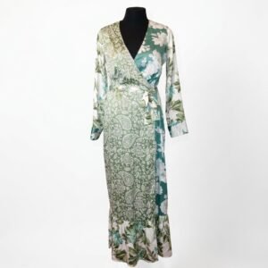 Vestido Maxi Michelle Belau Verde Floral Cruzado - M