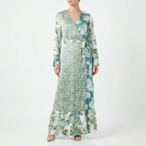 Vestido Maxi Michelle Belau Verde Floral Cruzado - M