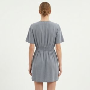 Vestido Zara Gris de Lyocell con Cintura Elasticada - M