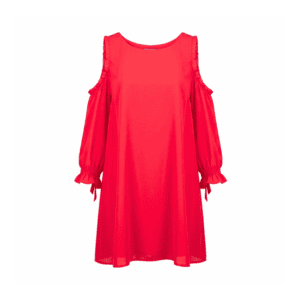 Vestido Basement Rojo Cold Shoulder con Bobos - M
