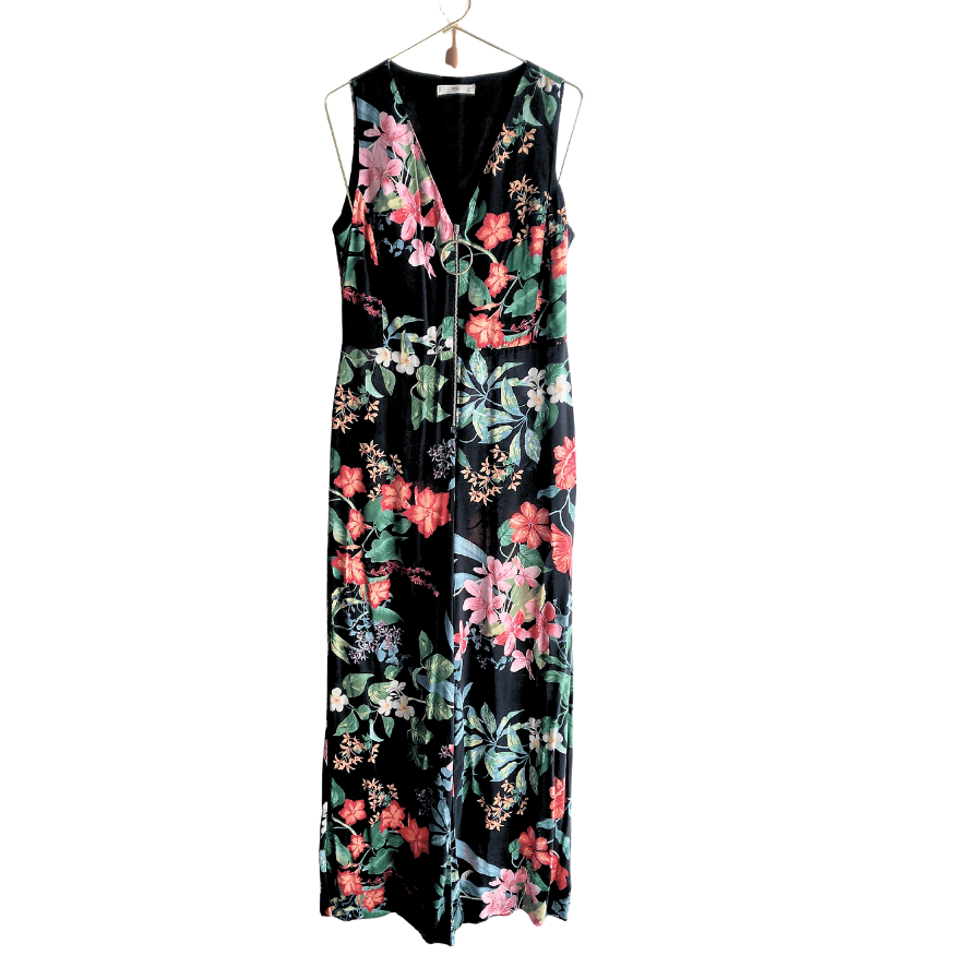 Enterizo Mango Floral Negro con Cierre Frontal - M - Imagen 2
