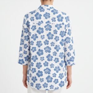 Blusa Pura Via Floral Azul Estilo Tropical - M