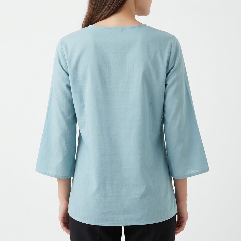 Blusa Marquis Celeste con Bordado Étnico - M - Imagen 2