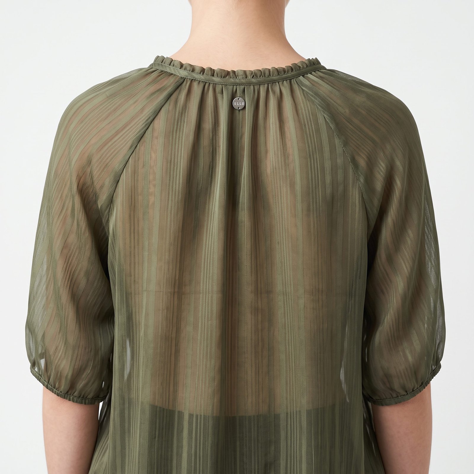 Blusa Elle Verde Olivo Transparente con Textura - M - Imagen 2