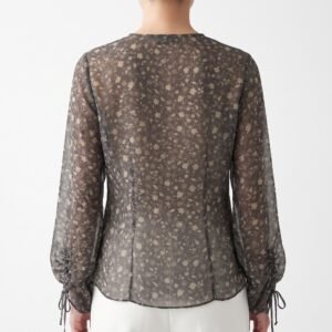 Blusa Michèlle Belau de Seda Floral Charcoal - S