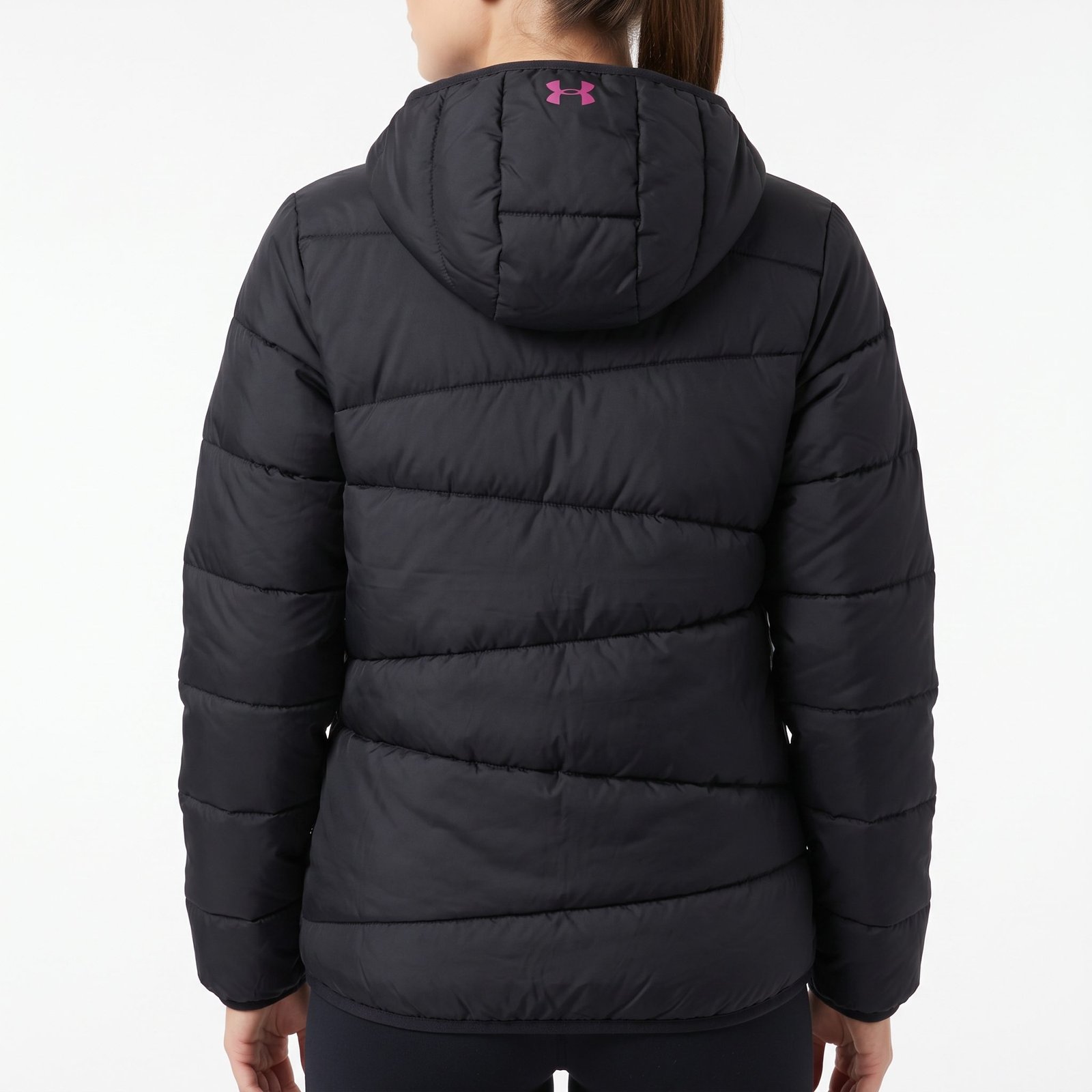Casaca Under Armour Puffer Negra con Fucsia Coldgear - YXL - Imagen 2