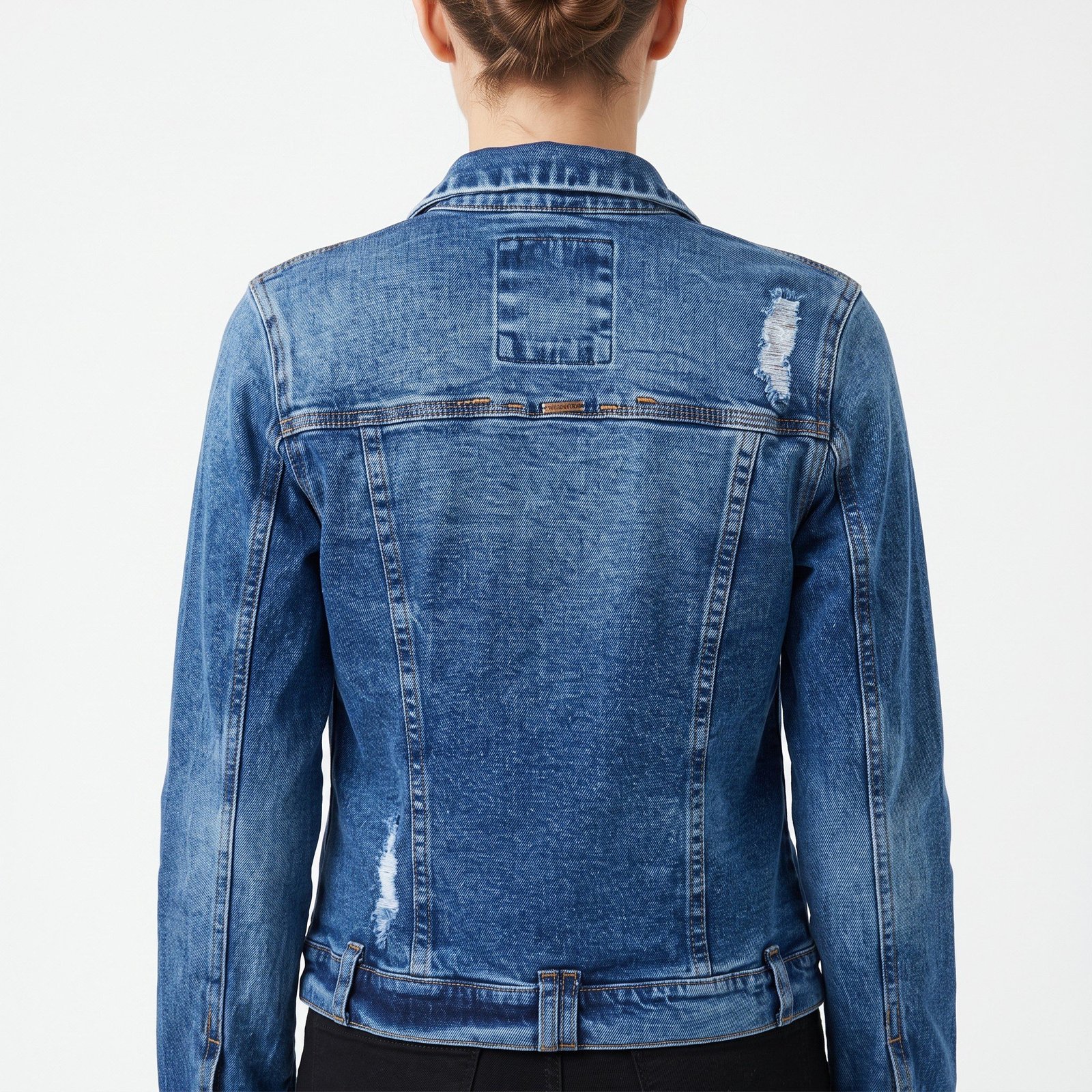 Casaca Denim Fiorucci Azul con Efecto Gastado - S - Imagen 2