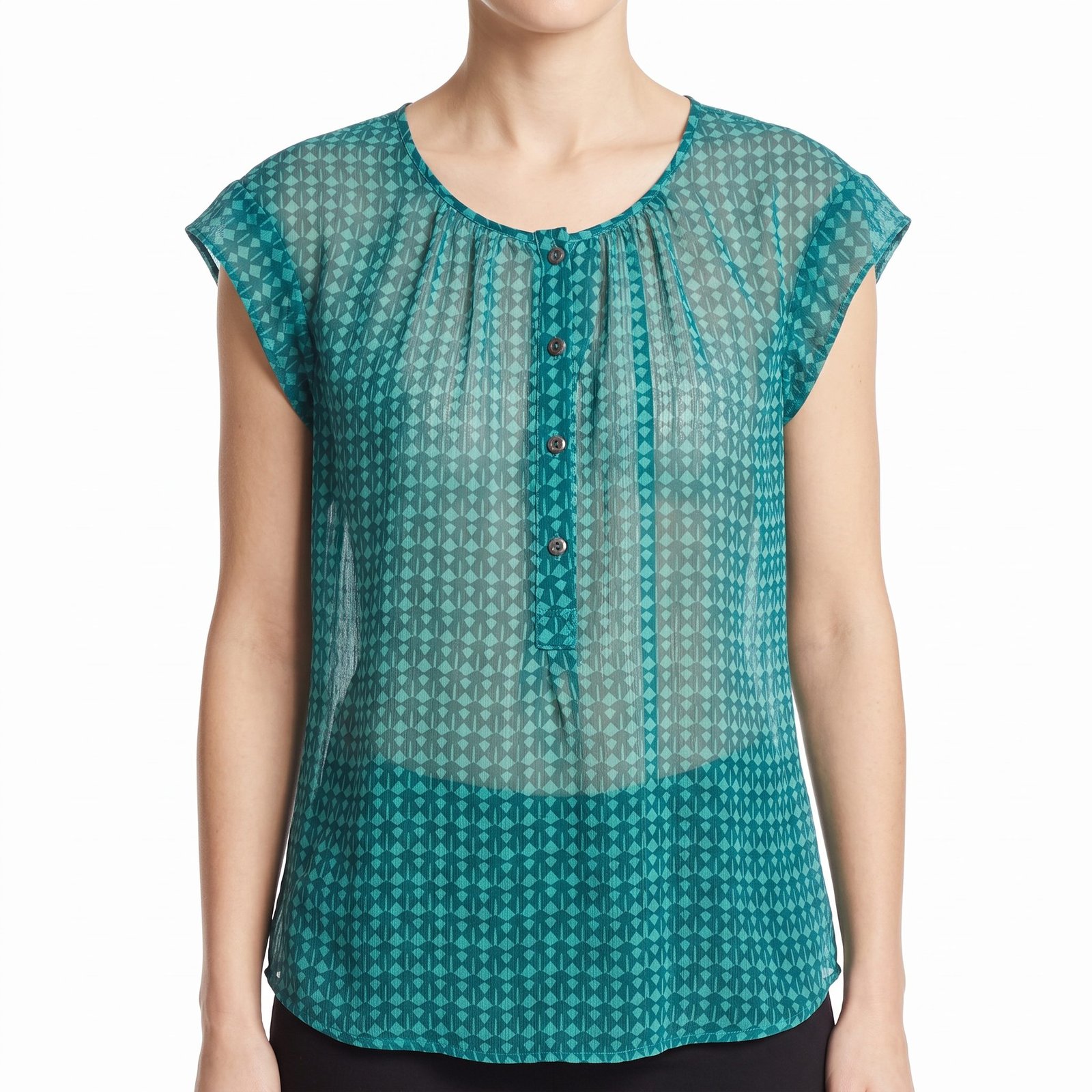 Blusa Banana Republic Verde con Estampado Geométrico - S