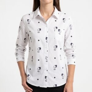 Blusa Blanca con Estampado de Snoopy y Polka Dots - S