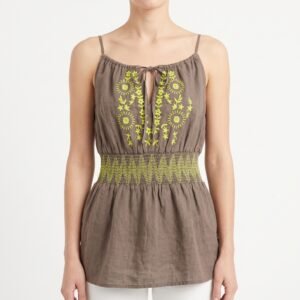 Blusa Mentha & Chocolate Marrón con Bordado Neón - M