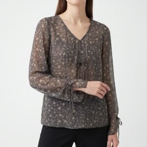 Blusa Michèlle Belau de Seda Floral Charcoal - S