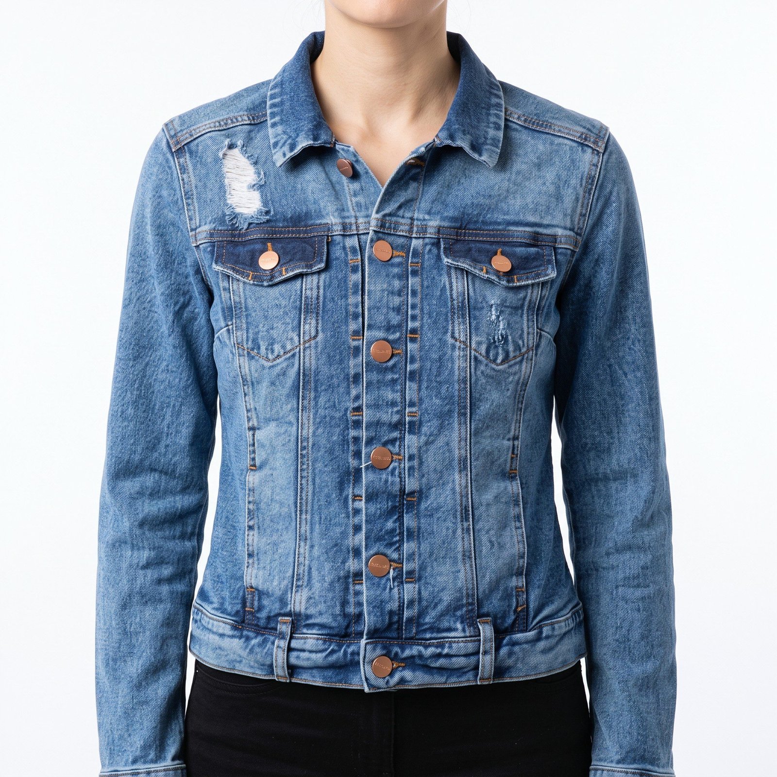 Casaca Denim Fiorucci Azul con Efecto Gastado - S