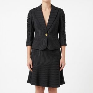 Conjunto Jemma Blazer y Falda Pinstripe Negro - Talla S