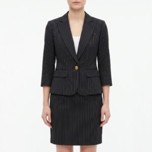 Conjunto Jemma de Blazer y Falda Pinstripe Gris Oscuro - Talla S