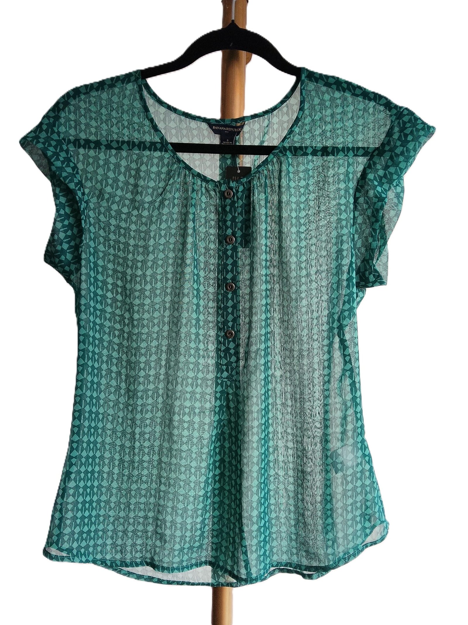 Blusa Banana Republic Verde con Estampado Geométrico - S - Imagen 3