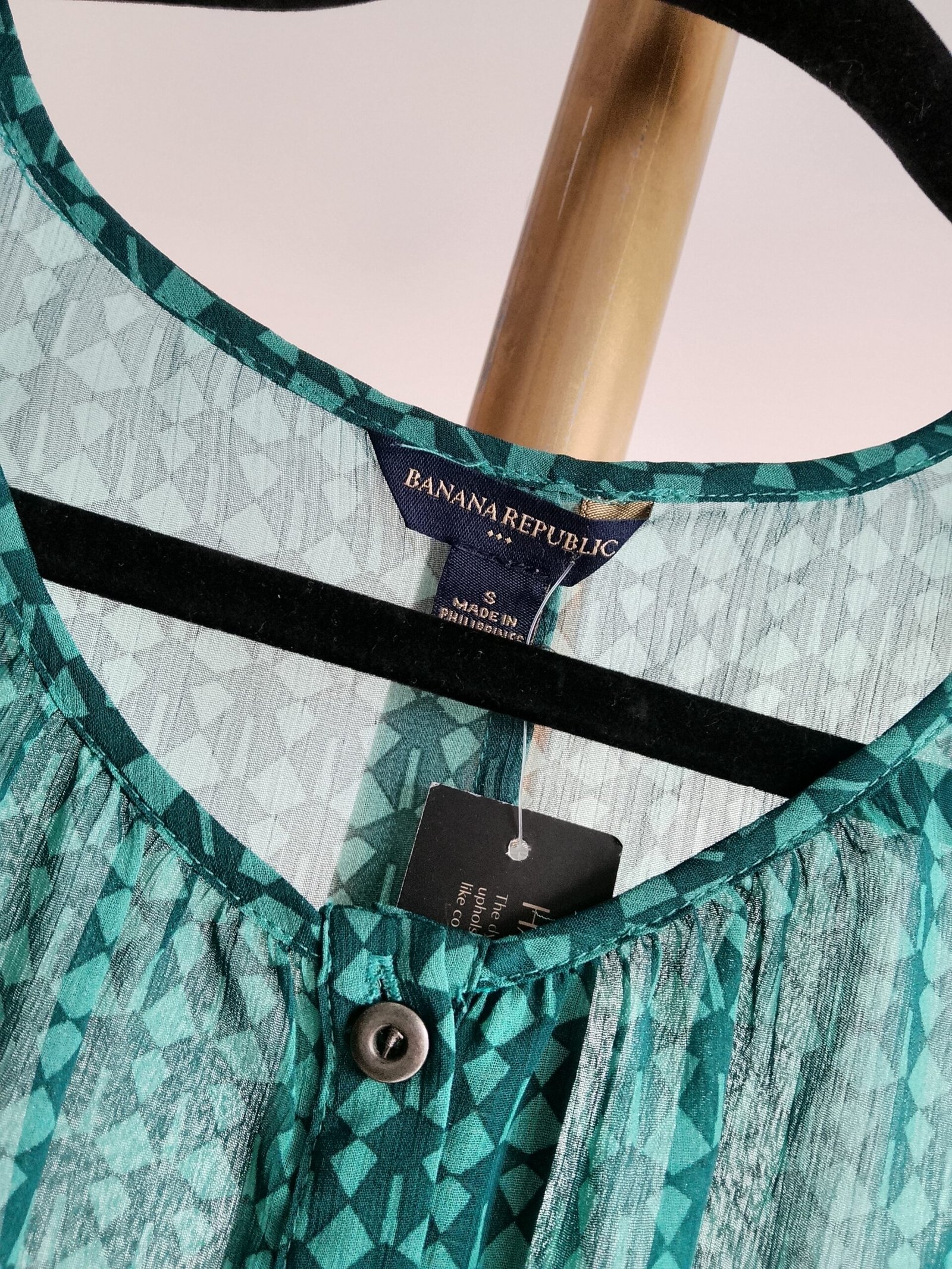 Blusa Banana Republic Verde con Estampado Geométrico - S - Imagen 5