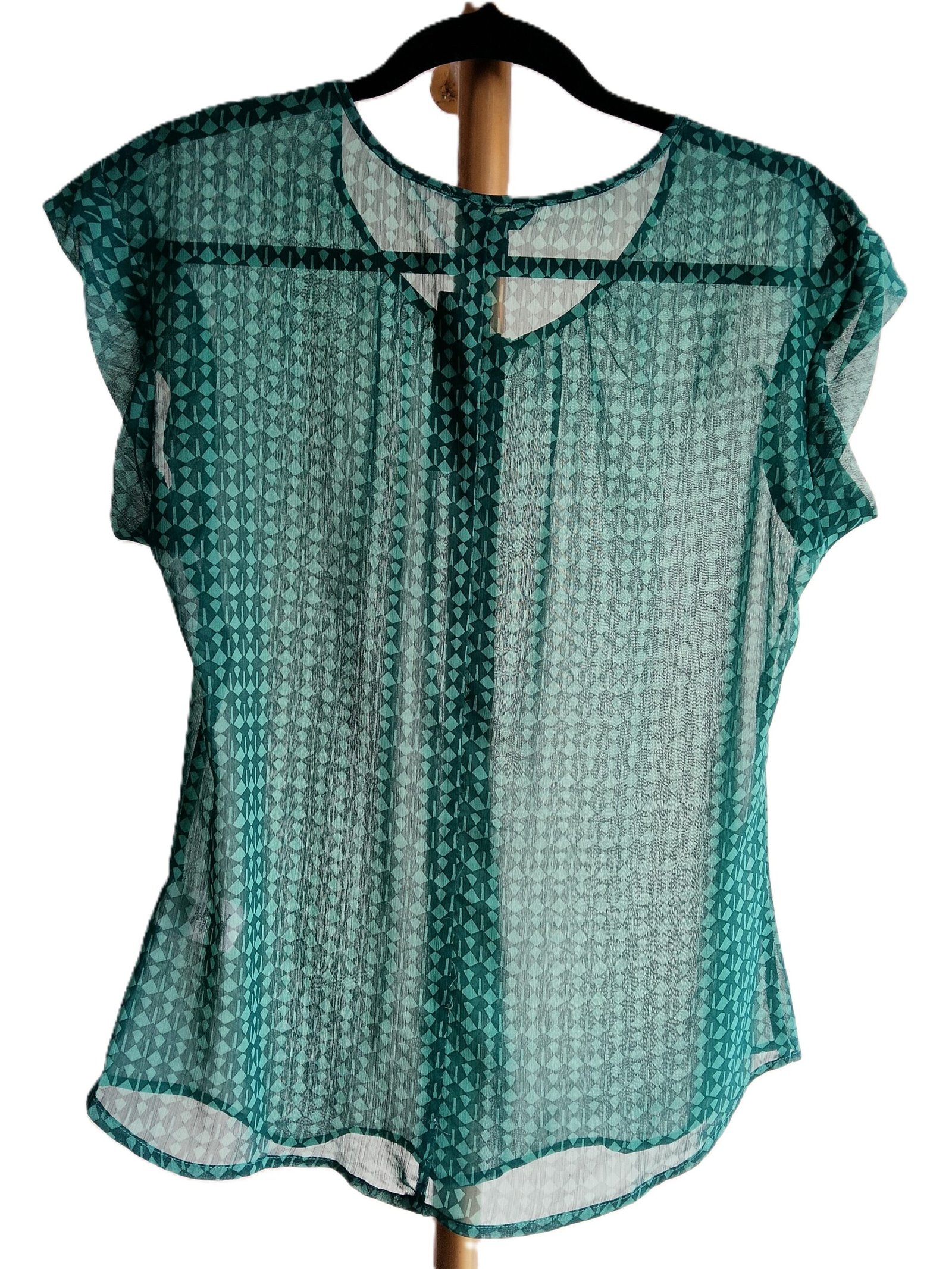 Blusa Banana Republic Verde con Estampado Geométrico - S - Imagen 4