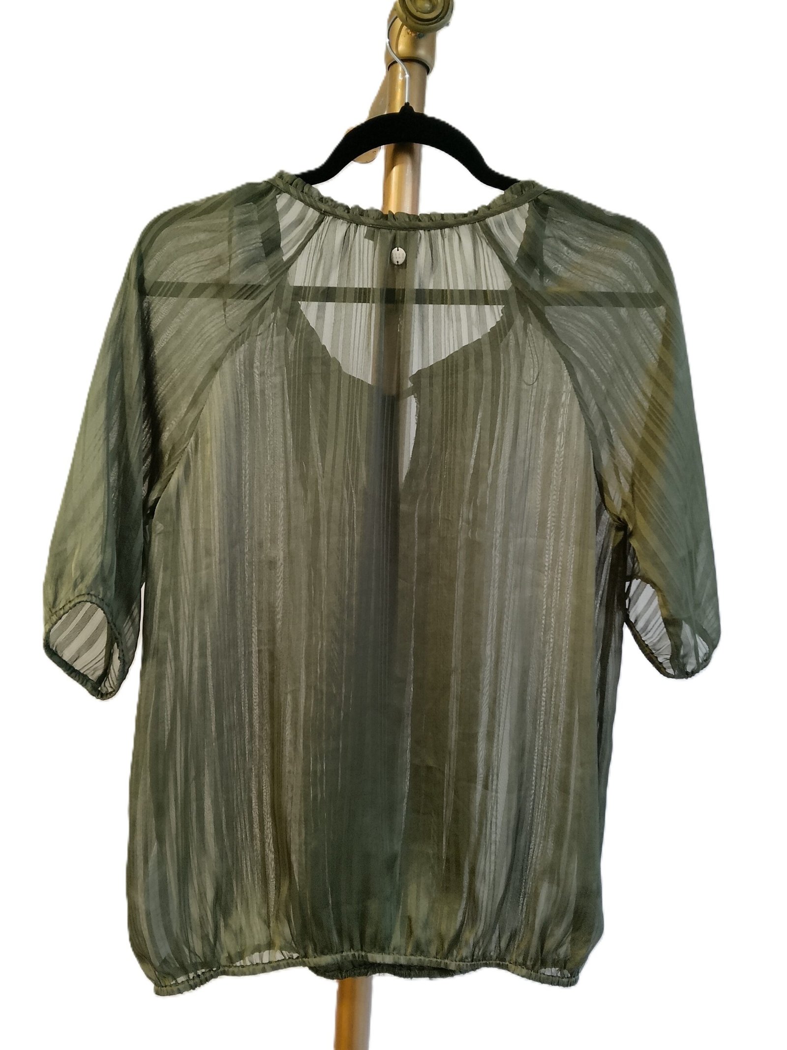 Blusa Elle Verde Olivo Transparente con Textura - M - Imagen 4