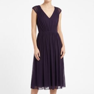 Vestido Kenneth Cole Morado con Pliegues y Gasa - XS
